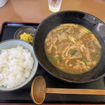 めん処たかみ - 牛かすカレー、御飯♪