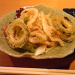 シロエビ、ゴーヤの唐揚げ