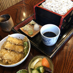 民芸そば 仁作 - 梅セット（イカ天丼）
