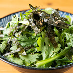 Choregi salad featuring garland chrysanthemums