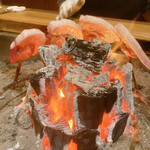 柳家 - 囲炉裏の炭メインに撮影