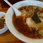 Chuukasoba Jinshichi - 煮干し中華そば 大750円+肉そぼろミニ丼250円=1000円