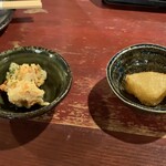 けむり - お通し「ポテトサラダ＆揚げ大根」（400円）