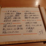 割烹 逆瀬川 川上 - おしながき（裏）