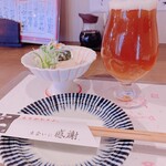 大阪産料理 空 - お通しと、KIXビール