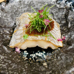 鮨 由う - ・小柴産太刀魚玉葱ソース芽ネギ添え