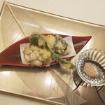 日本料理 村上 - 『懐石コース』◆「揚物」 ◇オコゼと白子の天婦羅
