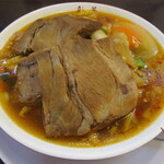 彩華ラーメン - サイカラーメン（小）＋厚切りモモチャーシュー＋生卵トッピング