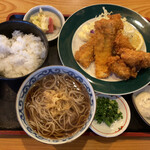 そば処 磐石 - カキと太刀魚のフライセット