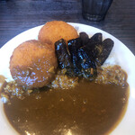 CoCo壱番屋 - カニクリームコロッケカレー2辛.揚げナス，米400g