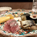 鮨処 多田 - 鰊の刺身 鰊の塩焼き 焼数の子 数の子味噌漬け クリームチーズ 金山寺味噌漬け このわた巻 筋子巻