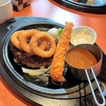 あっぷるぐりむ - 旨ハンバーグ（270g）とえびフライ。