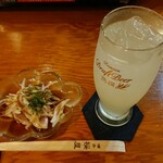 福島 桜屋 - ぶりの炙り香味ぽん酢と美丈夫(高知のお酒)ゆず酒ソーダ割
