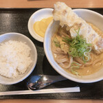 カレーうどん 千吉 - ちくわ天（ご飯、漬物付）790円変更全粒粉麺