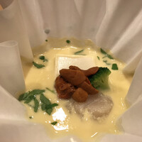 懐石料理 はし本 - 味噌白酒卵で作った出汁の鍋◎帆立雲丹木の芽