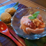 山ごぼう - 2012年9月：デザート。わらびもち、イチゴアイス、手作りです。