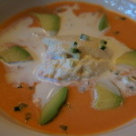 山ごぼう - 2012年9月：ガスバチョ、真ん中は豆腐。