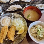 牡蠣ノ星 - カキフライ
      牡蠣出汁炊き込みご飯
      牡蠣の味噌汁