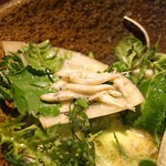 アカ - ハーブと氷魚(鮎の稚魚)の釜揚げサラダ