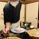 比良山荘 - ◎月鍋の野菜類も伊藤大将が丁寧に調理し供してくれる。