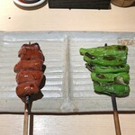 焼鳥 おみ乃 - 血肝 + ししとう