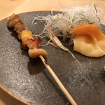 木挽町 とも樹 - 青柳と北寄貝のヒモの串焼きと青柳