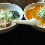 らーめん 味源 - 半ラーメンの塩とオロチョン【Dec.2020】