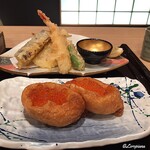 Nihon Ryouri Kaijusou - 天婦羅盛合せといくら稲荷寿司