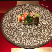 野嵯和 - 帯広 山西農園 完熟百合根 月光のペーストの酢味噌あしらい 車海老 菜の花などを載せて→まずは食材本来の輝きが素敵なお料理の美しさに見惚れてしまいます！