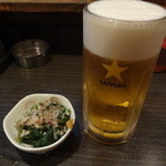 Hanamaru - 生ビール：４８０円＋お通し