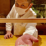 一心鮨 光洋 - どや顔の空久保さん。宮崎川南のノドグロは、日本海にも負けてませんよ～。