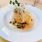 ビストロ・アッシュ - 魚料理 黒ソイと帆立のムースの白菜包み