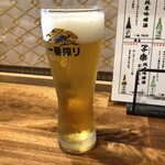 Nikurobata Sakaimeshi - 生ビール中　500円    行儀良く洒落てる