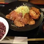 黒豚庵 渋谷桜ヶ丘店 - ある日の豚しょうが焼きとカキフライ定食（季節限定）