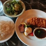 食ん菜 - 三元豚ロースかつ＆ライス、香味和風ソース¥1200