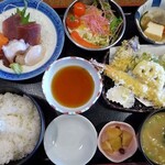 マルハチ商店 - お好み定食：刺し身＆天ぷら