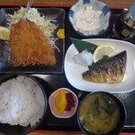 マルハチ商店 - お好み定食：アジフライ＆サバ焼き