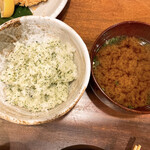 塩梅 - 紫蘇ご飯とシジミの味噌汁です