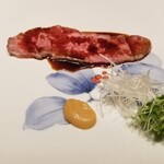 菅井 - 【ローストビーフ】葱、スプラウトを巻いて酢味噌で