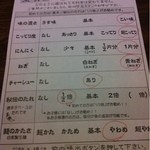 一蘭 - オーダー表（自分の好みをカキカキします）