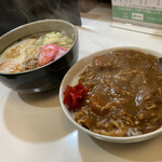 立ち食いそば 豆福 - ミニカレー丼、月見そばセット600円