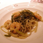 リストランテ G - 愛知産　芝海老と万願寺九条葱のメッツェリングイーネ　ジェノベーゼ