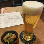 ミツカン - 生ビールと太刀魚の南蛮漬け