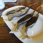 杉ケ瀬ヤナ - 今年はまだ鮎は小さめです（２０１１年の８月の写真と比べてください）