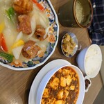 四川飯店 - 白酢豚(ハーフ)、陳麻婆豆腐(ハーフ)、ごはんセット