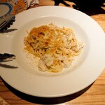 Trattoria Cicci Fantastico - 鱈の白子とフキノトウ、カラスミのペペロンチーノ