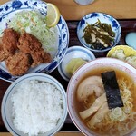 Ichina - 唐揚げ定食+ミニラーメン