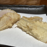 Nihombashi Tempura Uoshin - 帆立と独活、土の中から出てきたエグ味と苦味が脳を覚醒させてくれます。