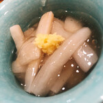 味享 - 芋茎の葛餡仕立て。生姜の香りと昆布だしの旨味がマリアージュ