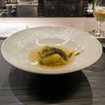 蓮心 - 新海苔とフカヒレの炒り煮込み　金華ハムスープと共に